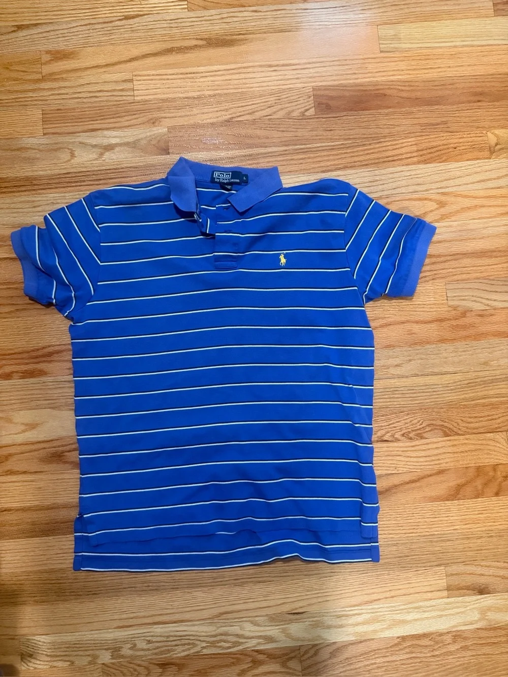Vintage Polo by Ralph Lauren Blue Striped Pony Polo Shirt Men’s Large